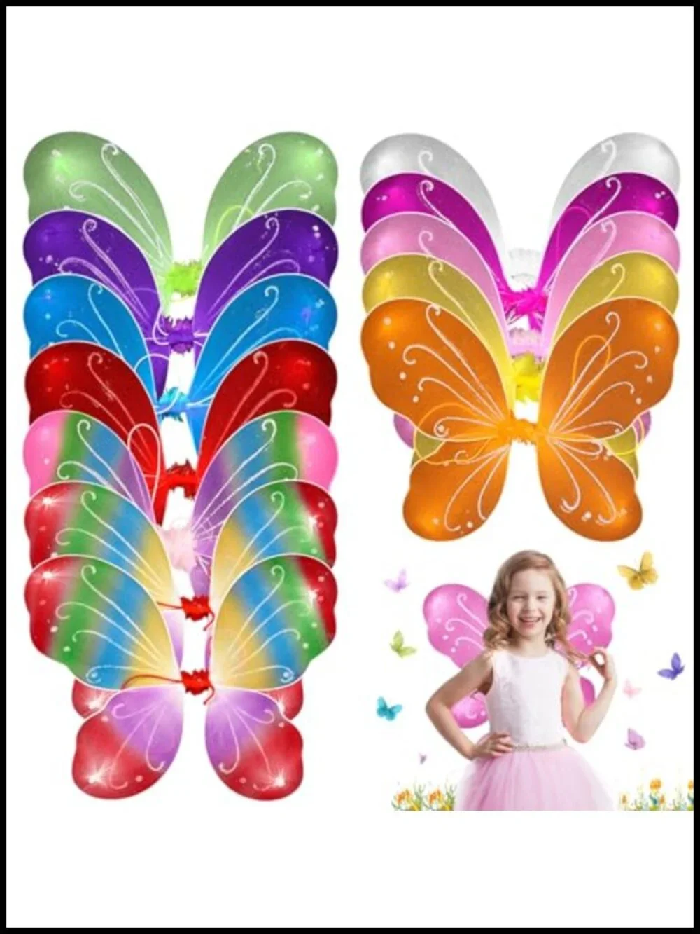 12 Pc Kids Butterfly Fairy Wings Costume Accessories Party Favor Set